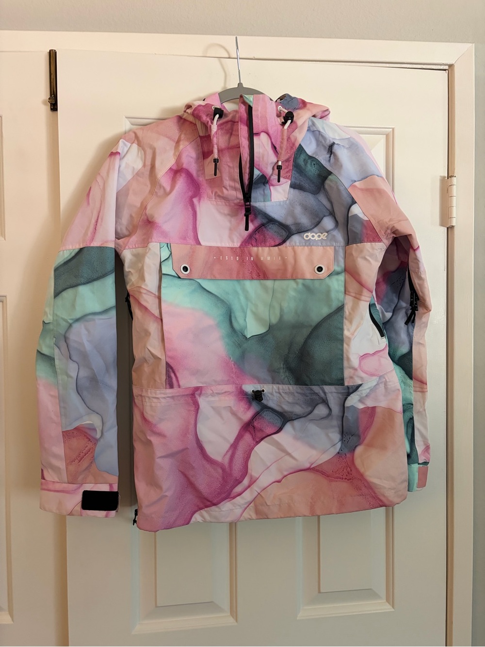 DOPE Kids Hooded Puffer Jacket in Pink, Mint & Lavender Marble